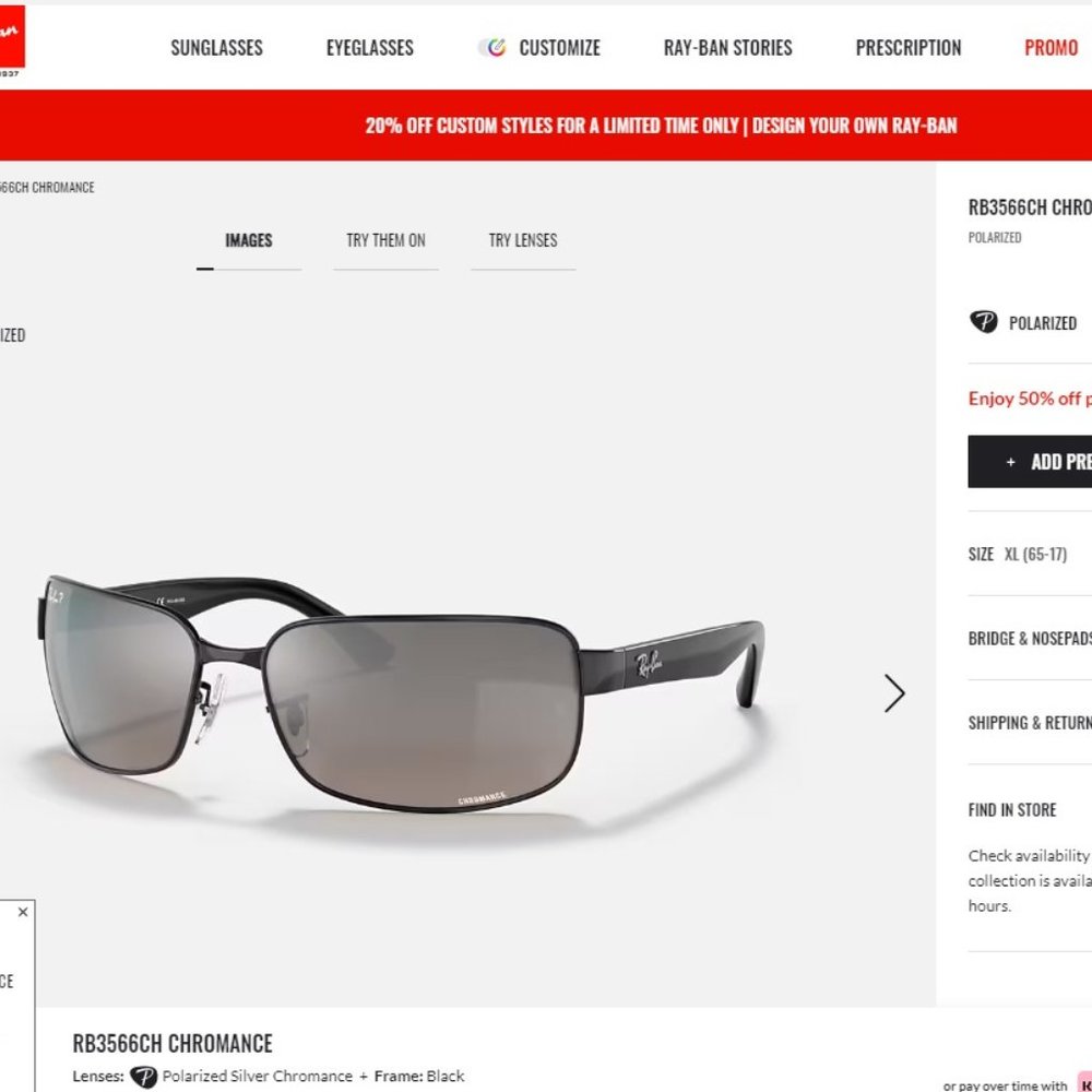 Ray Ban RB3566CH Chromance Polarized Sunglasses Black frames with 2 sets lenses